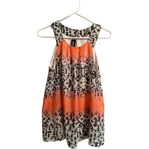 By & By Bohemian Career Blouse Women’s Medium Sleeveless Soft Orange & Black